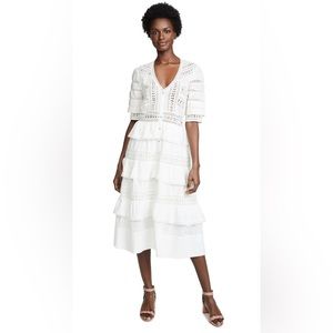 Loveshackfancy Rebecca dress in off white, size small